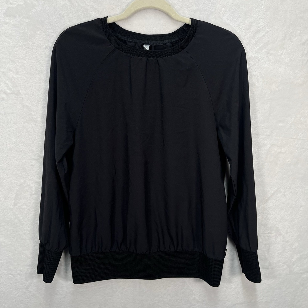 Fabletics Lola Long Sleeve Pullover Womens Small Black Athleisure Fitness *Flaw*